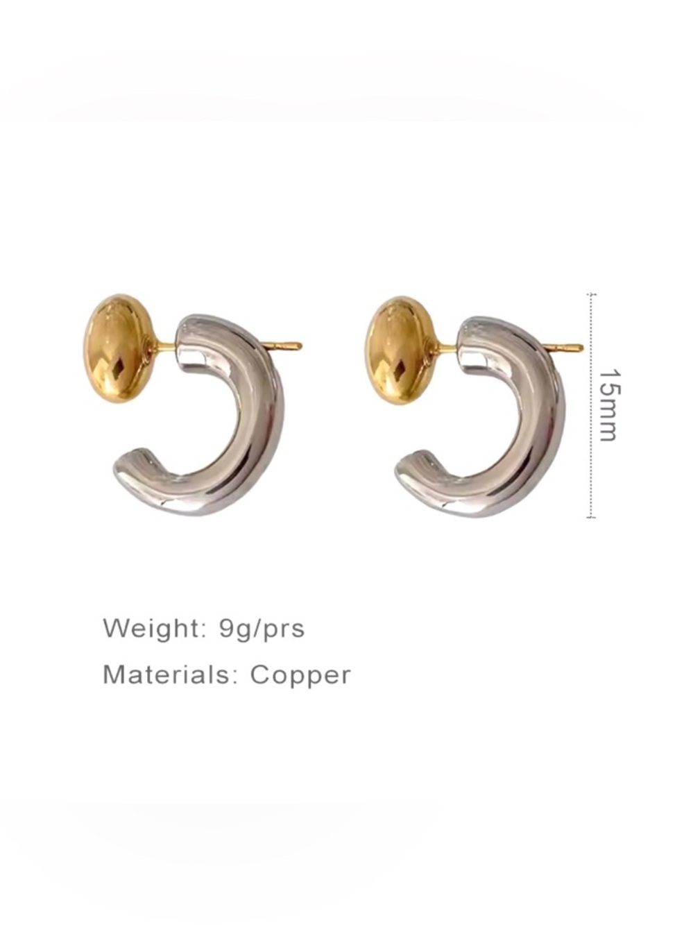 NEW Double Drop Front Back Earrings Two Tone Mixed Metals Gold Silver JL12